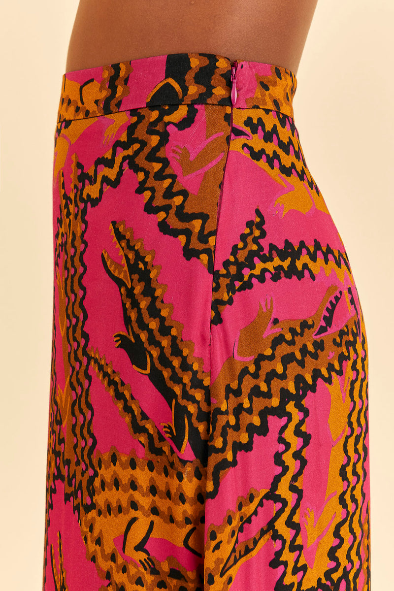 Brown Croco Midi Skirt Skirt