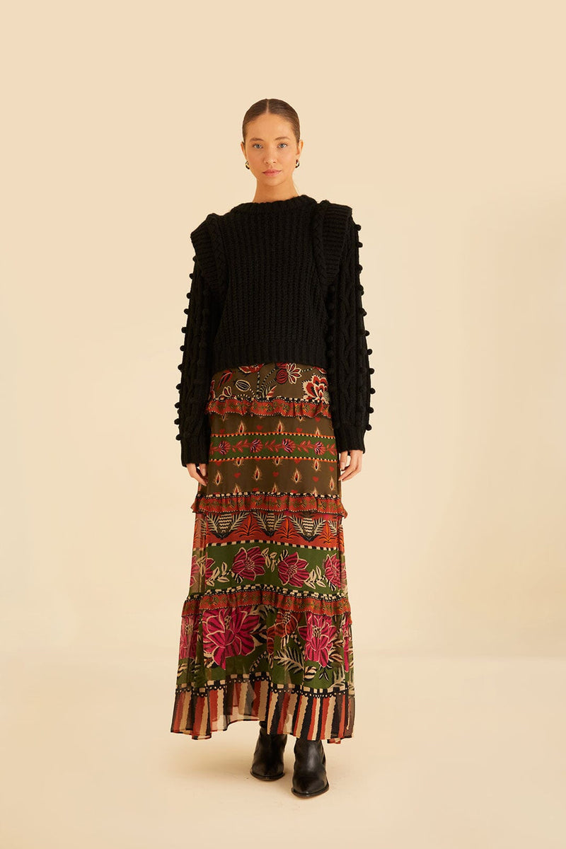 Wheat Ainika Floral Garden Tiered Maxi Skirt Maxi Skirt