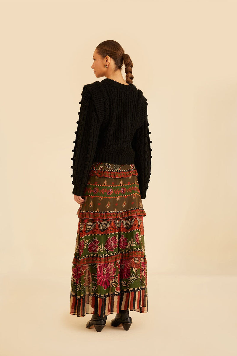 Wheat Ainika Floral Garden Tiered Maxi Skirt Maxi Skirt