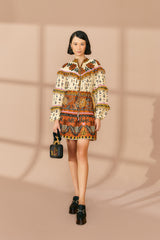 Tan Ainika Floral Ruffle Mini Dress Mini Dress