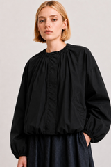 Black Gathered Neck Volume Jacket Jacket