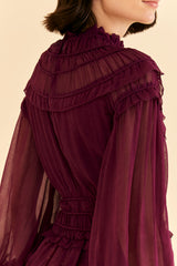 Wheat Burgundy Ruffled Blouse Blouse