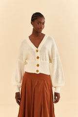 Wheat Bubble Knit Cardigan Sweater