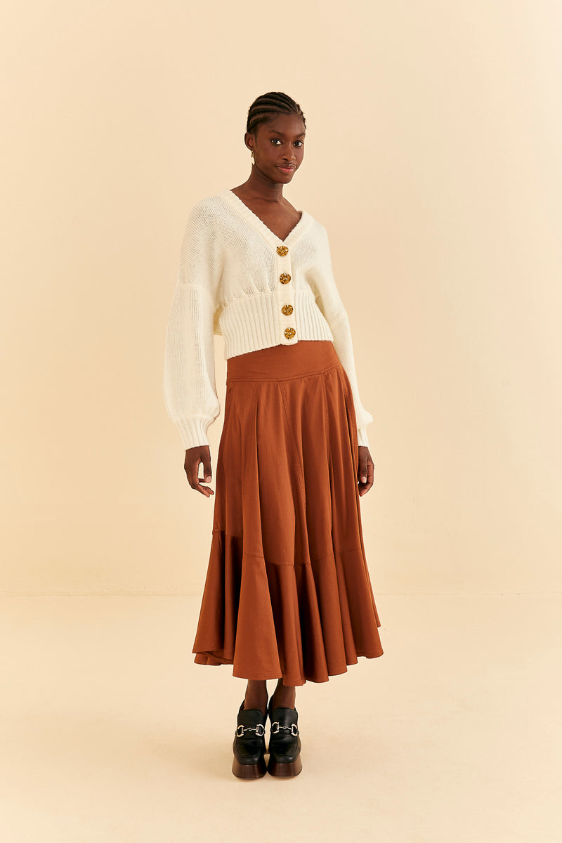 Wheat Bubble Knit Cardigan Sweater