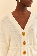 Wheat Bubble Knit Cardigan Sweater