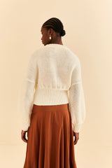 Wheat Bubble Knit Cardigan Sweater