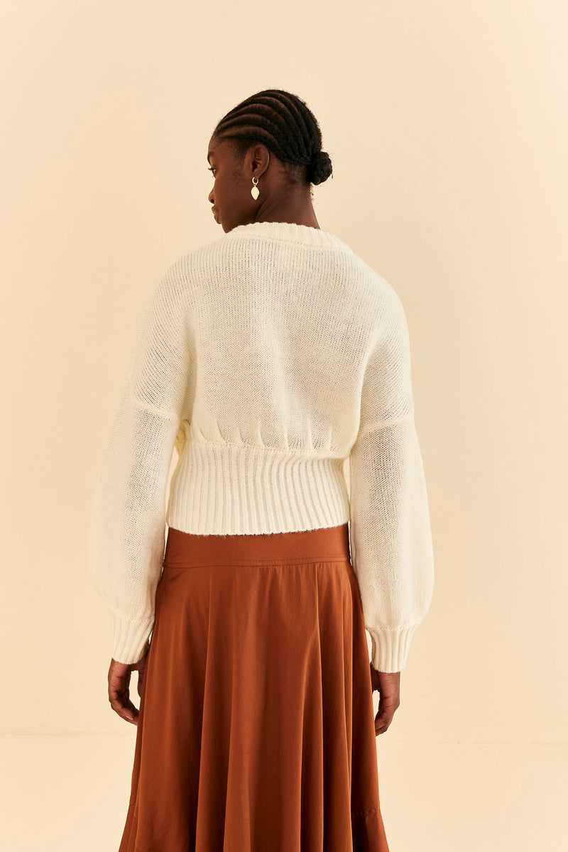 Wheat Bubble Knit Cardigan Sweater