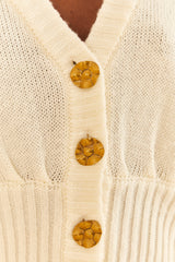 Wheat Bubble Knit Cardigan Sweater