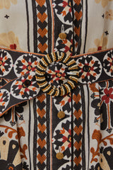 Dark Slate Gray Floral Fan Tapestry Mini Dress Mini Dress