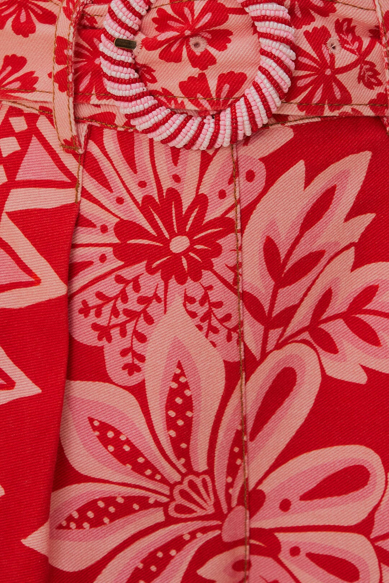 Firebrick Flora Tapestry Shorts Short