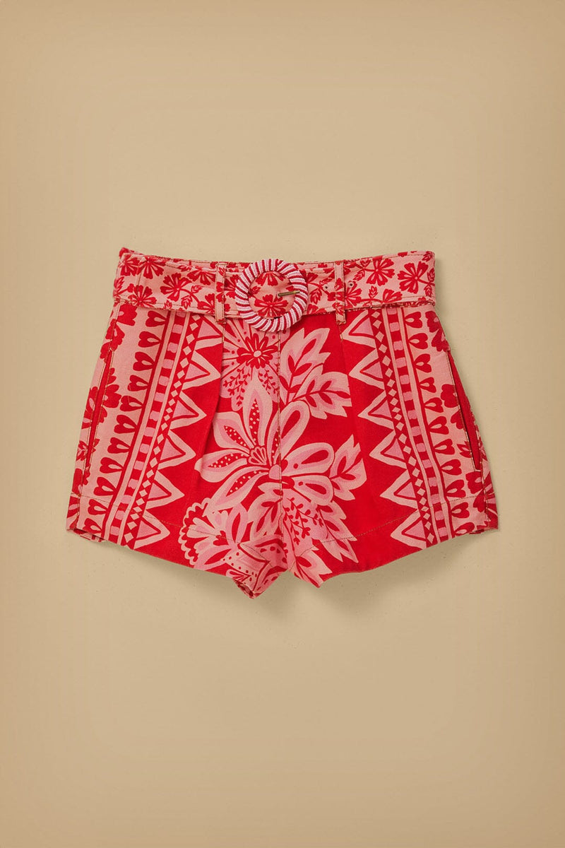 Tan Flora Tapestry Shorts Short