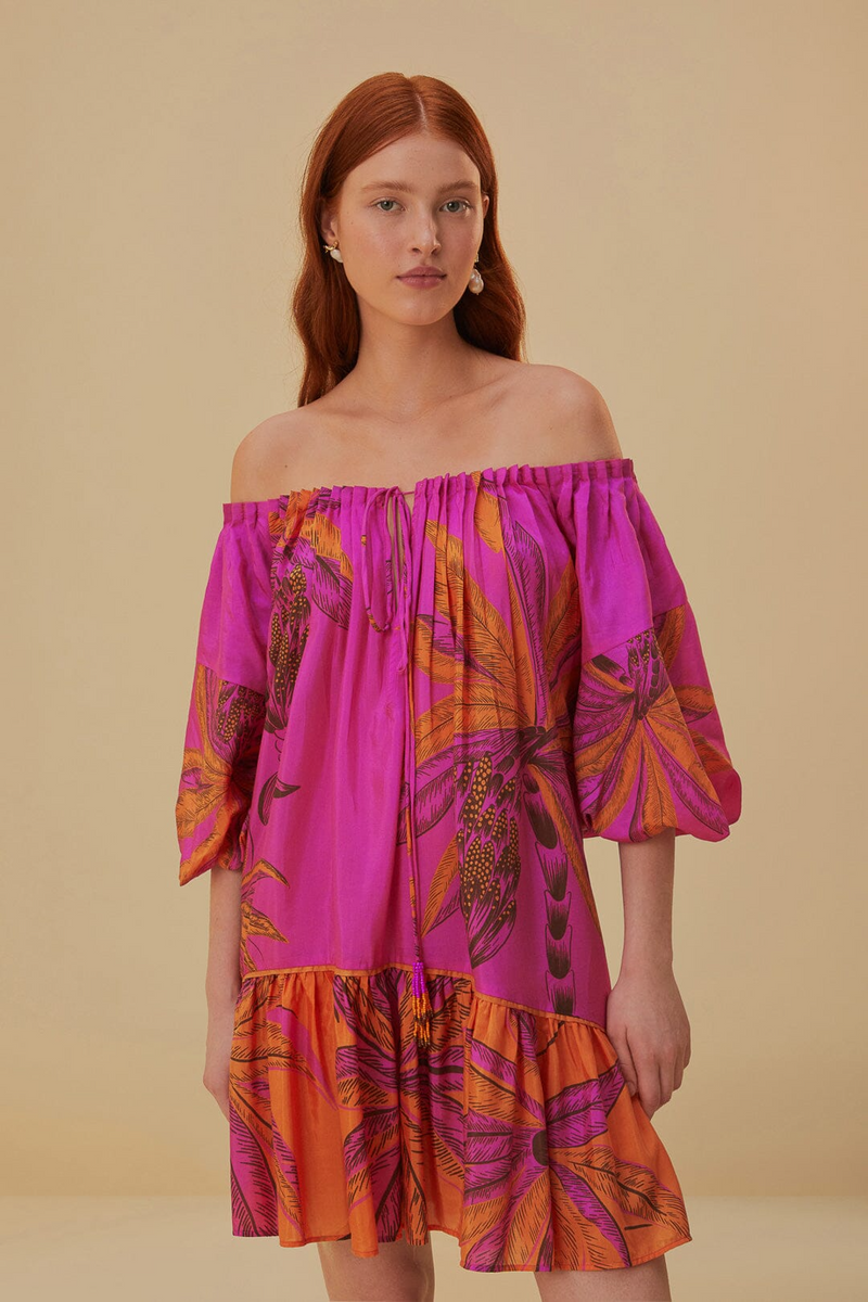 Tan Beach Forest Pink Mini Dress Mini Dress