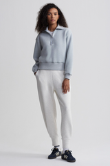 Light Gray Roselle Half Zip Fleece Sweater