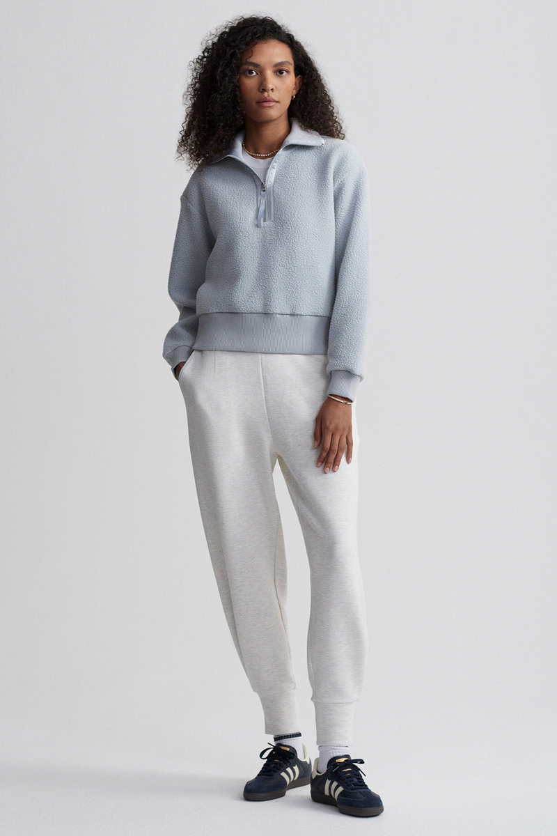 Light Gray Roselle Half Zip Fleece Sweater