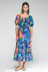 Light Gray Tora Dress in Jungla Print Midi Dress