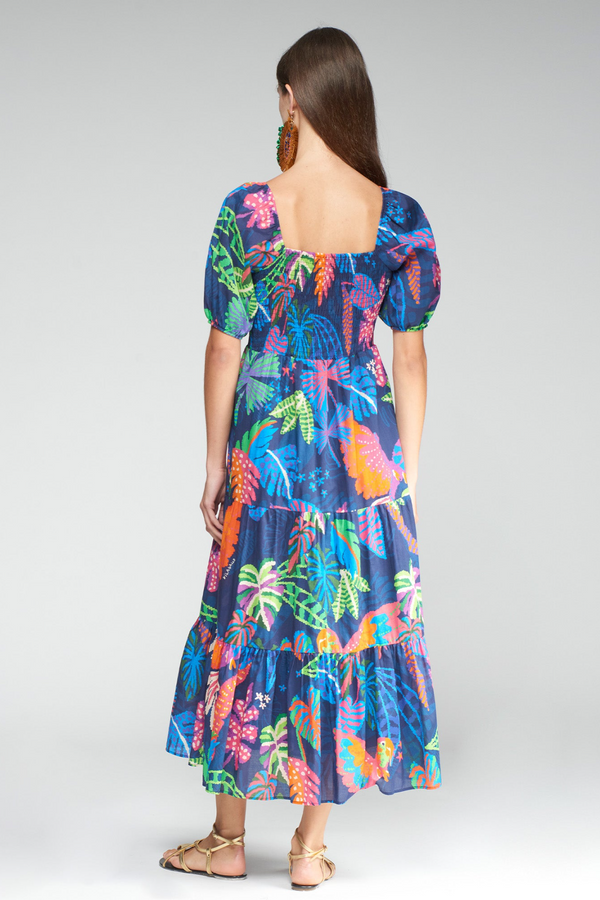 Light Gray Tora Dress in Jungla Print Midi Dress
