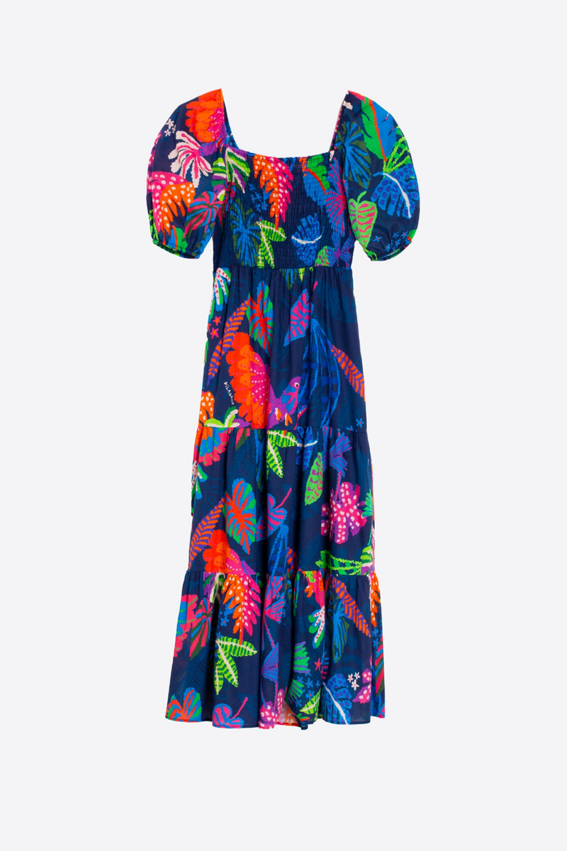 Dark Slate Gray Tora Dress in Jungla Print Midi Dress