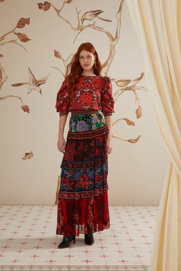 Floral Mix Ruffle Maxi Skirt – Two Cumberland