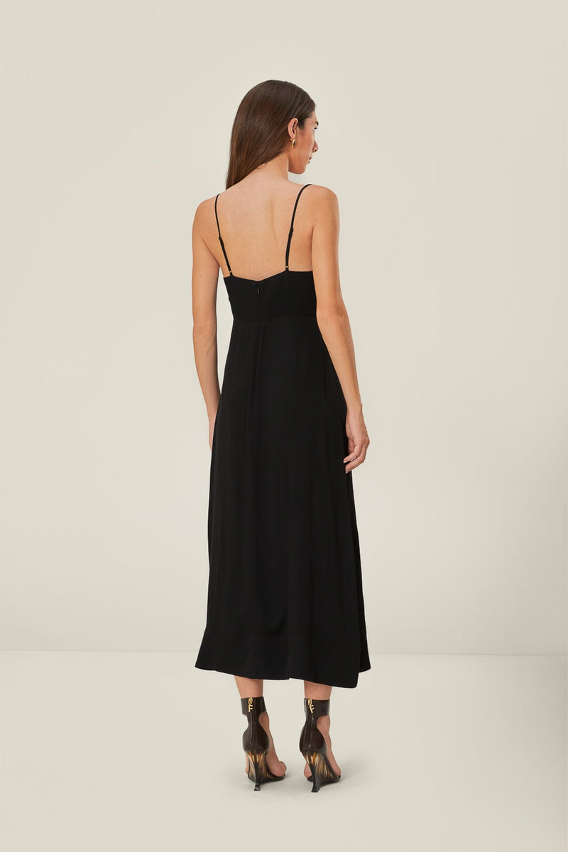 Light Gray Black Flowered Bust Midi Midi Dress