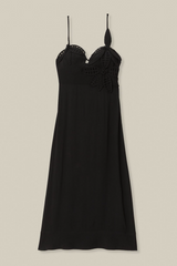 Black Black Flowered Bust Midi Midi Dress