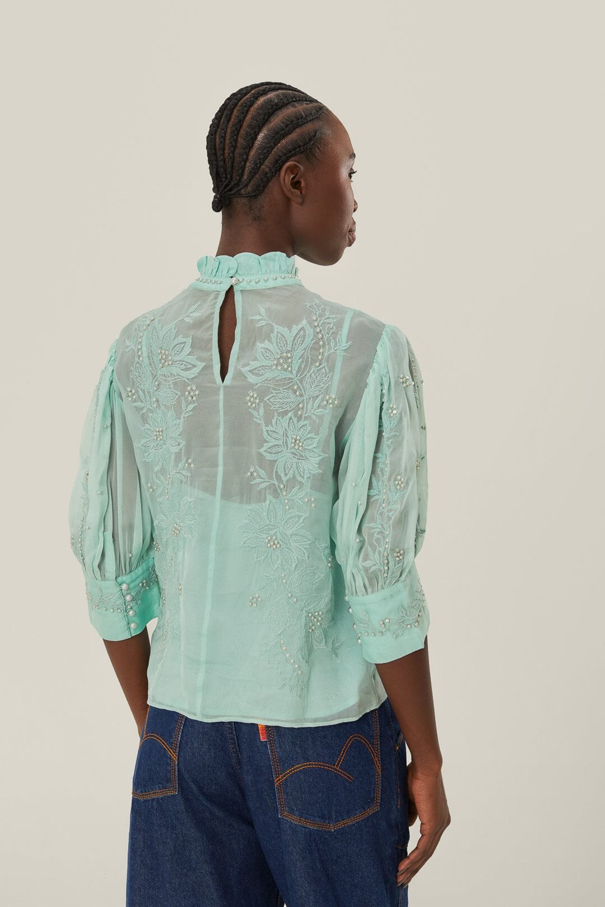 トップス soor ploom Ramona blouse- khadi Blue Short Sleeve Blouse – Two Cumberland