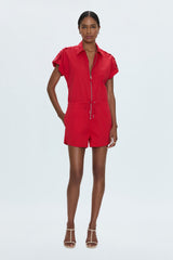 Lavender Meg Short Sleeve Zip Front Romper Romper