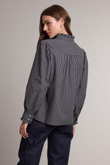 Dark Gray Timeless Plaid Ruffle Blouse Blouse
