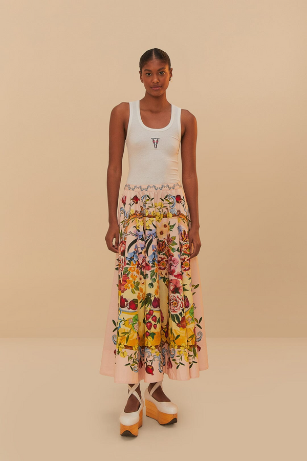 Pink Garden Terrace Midi Skirt
