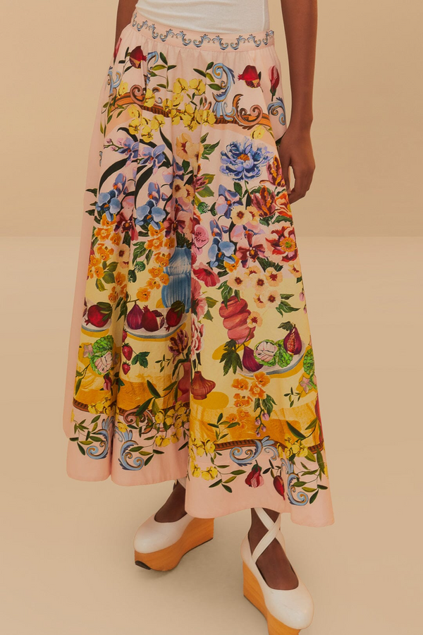 Pink Garden Terrace Midi Skirt
