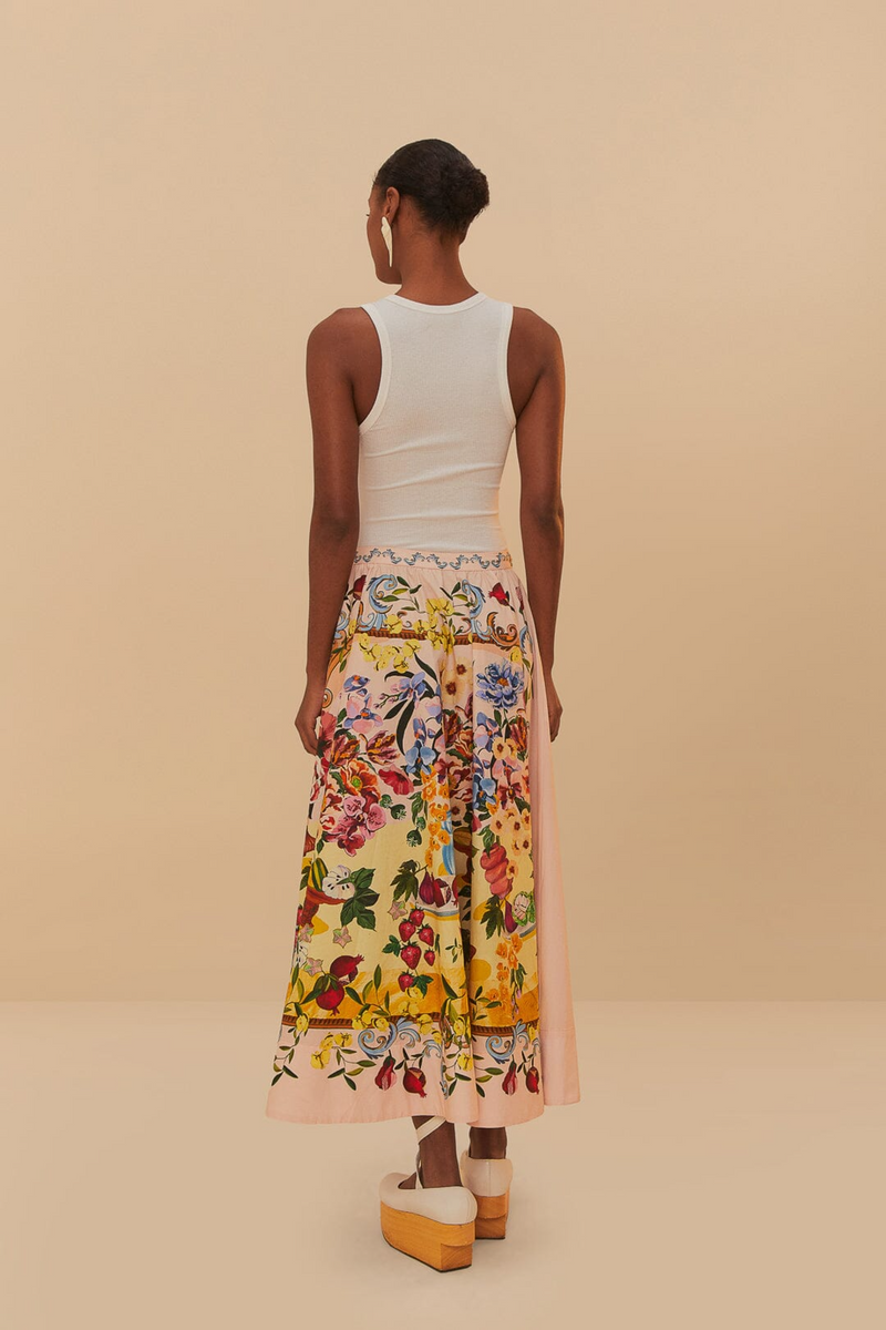 Pink Garden Terrace Midi Skirt