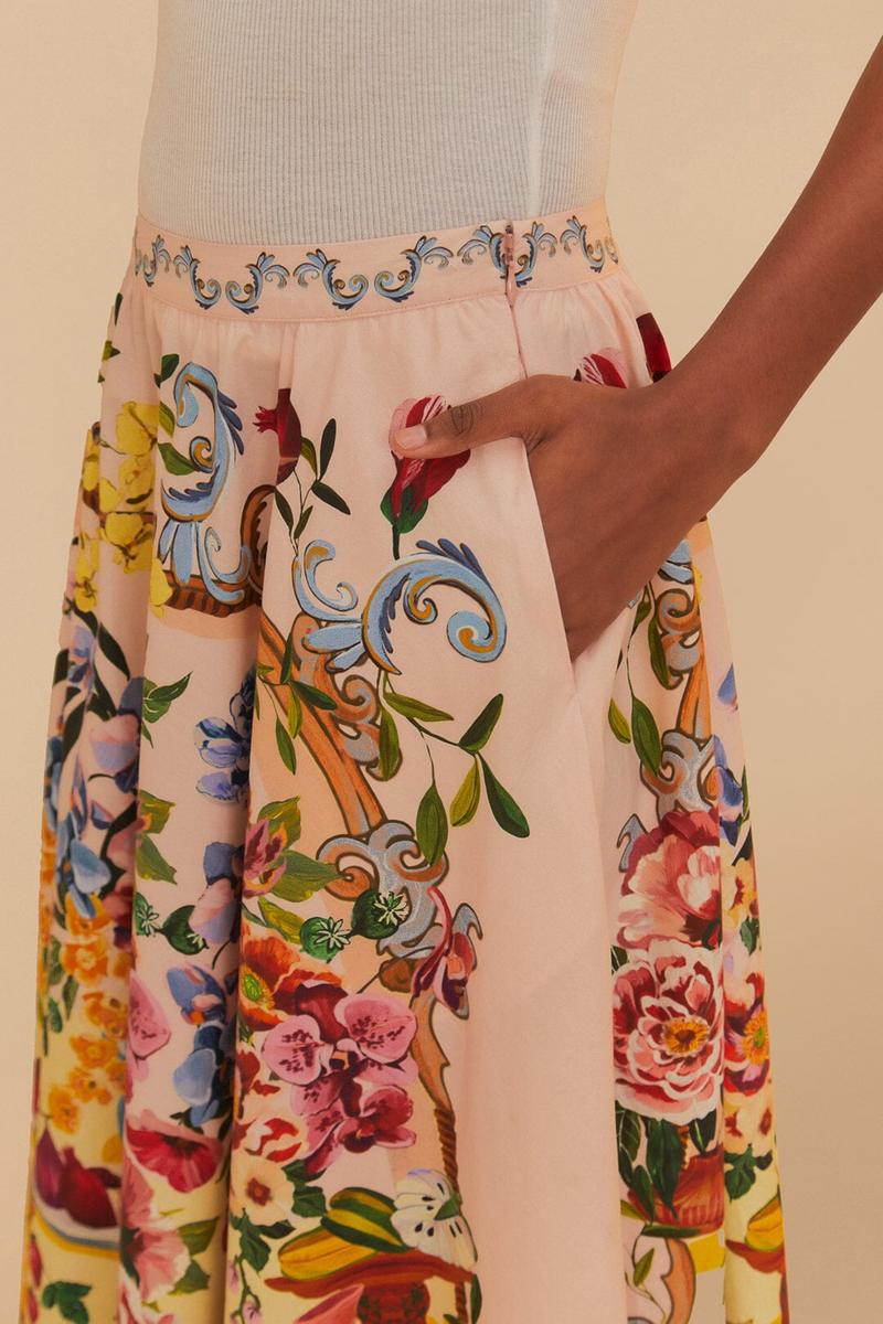 Pink Garden Terrace Midi Skirt