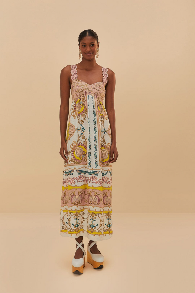 Maritime Magic Off White Sleeveless Maxi Dress