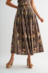 Lavender Autumn Romance Floral Midi Skirt Midi Skirt