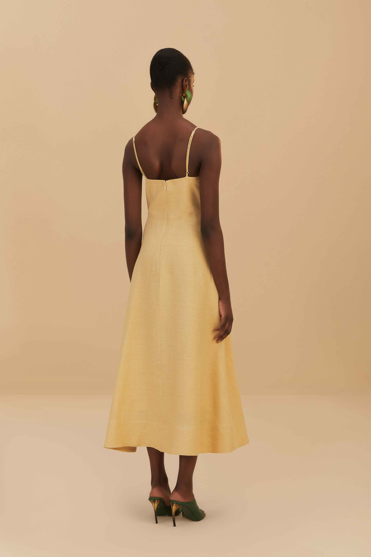 bust midi dress Sand Flowered Bust Midi Dress S