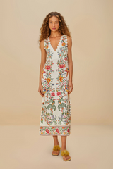 Delicate Forest Off White Maxi Dress