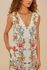Delicate Forest Off White Maxi Dress