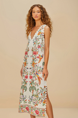 Delicate Forest Off White Maxi Dress