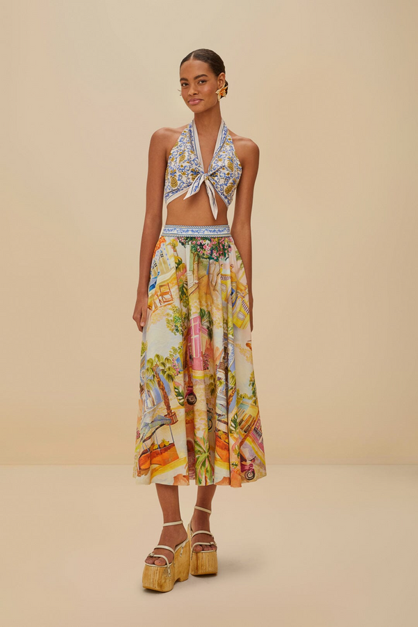 Aracati Multicolor Midi Skirt