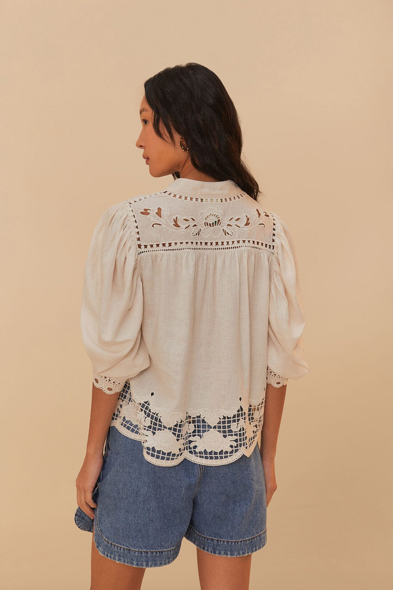 Romantic Richelieu Short Sleeve Blouse