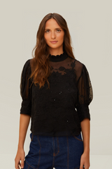 Light Gray Black Short Sleeve Blouse Top