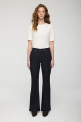 Light Gray Kinsley Mid Rise Ultra Flare | Night Flight Jeans