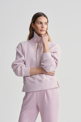 Light Gray Roselle Half Zip Fleece Sweater