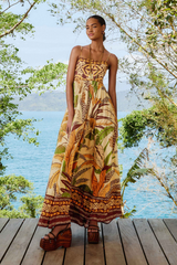Gray Foliage Sketch Sand Maxi Dress Maxi Dress