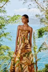 Gray Foliage Sketch Sand Maxi Dress Maxi Dress