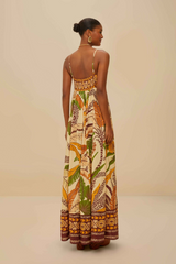 Tan Foliage Sketch Sand Maxi Dress Maxi Dress