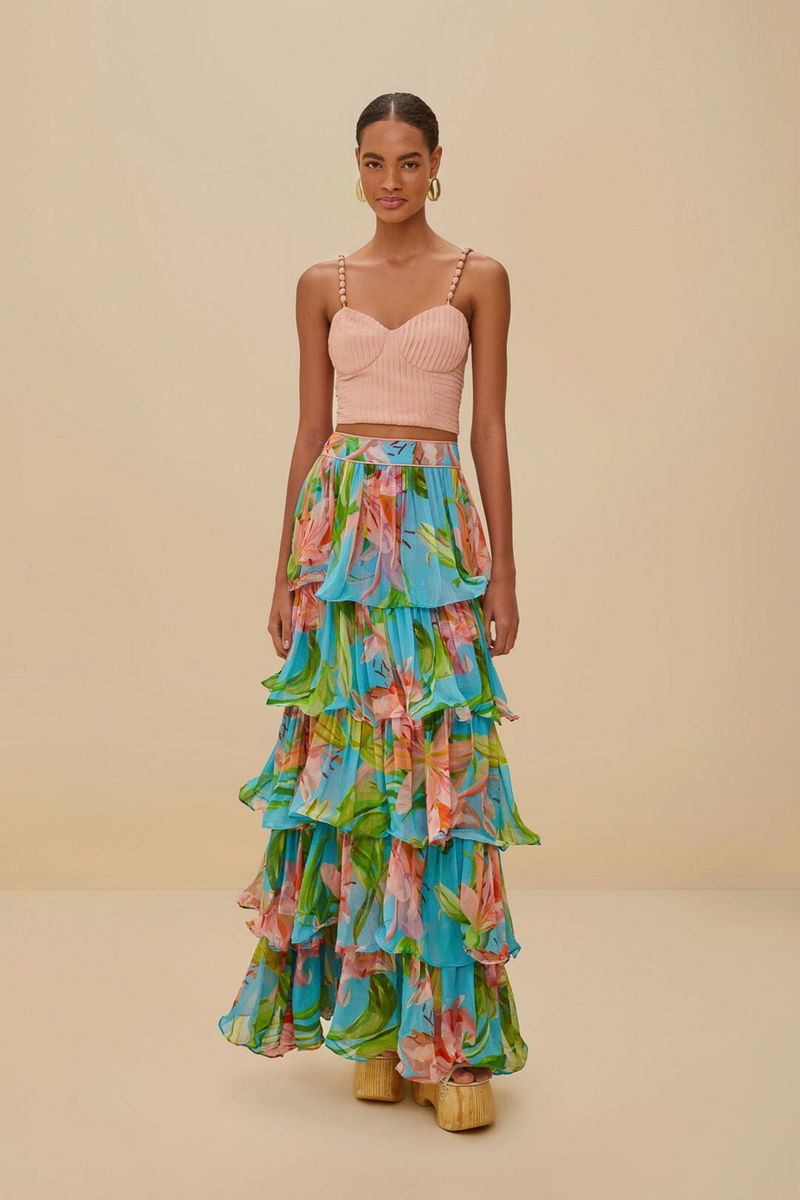 Lily Bloom Blue Maxi Skirt