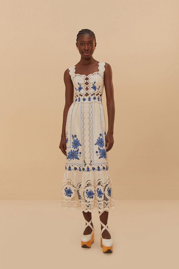 Cross Stitch Richelieu Sunflower Midi Dress