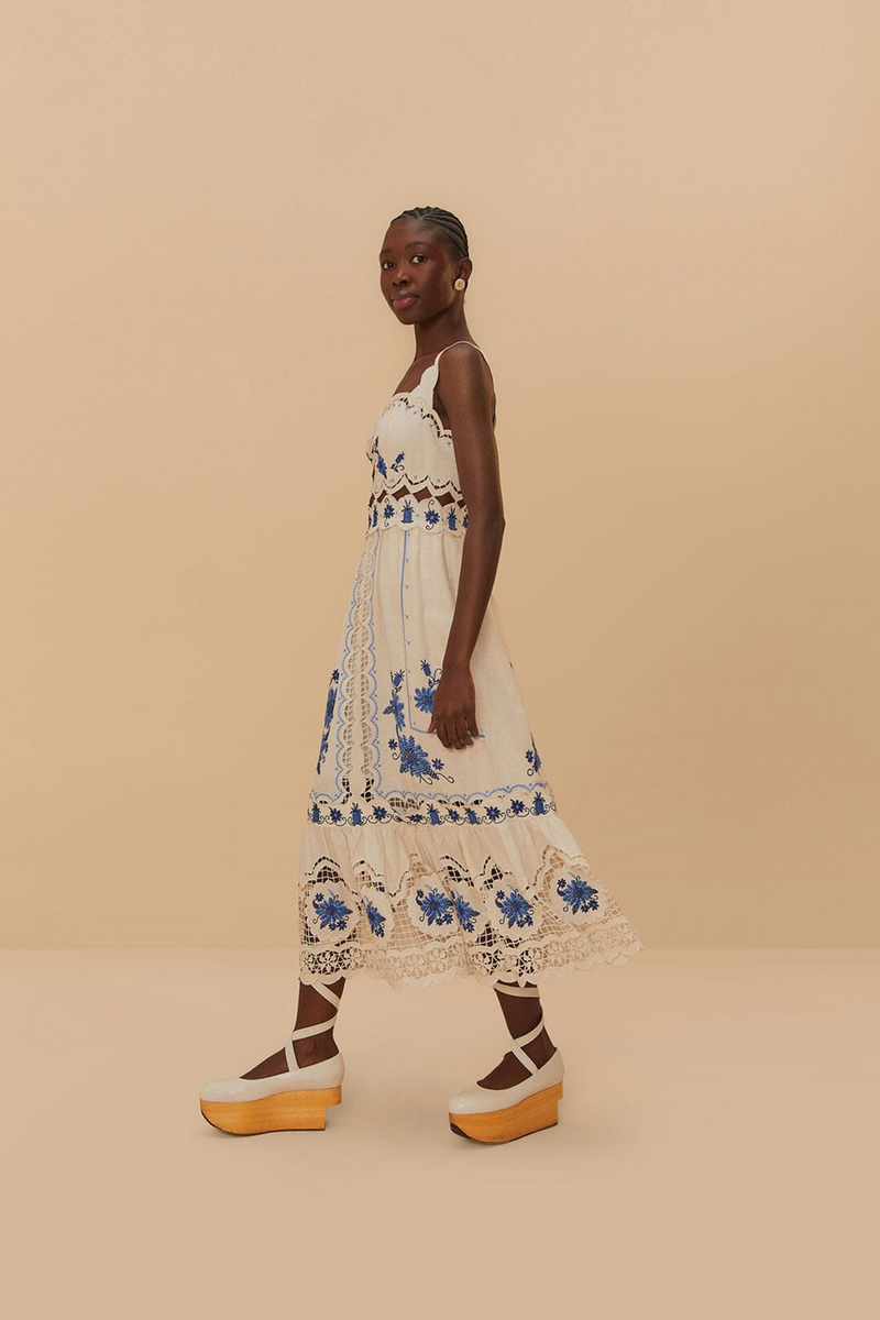 Cross Stitch Richelieu Sunflower Midi Dress