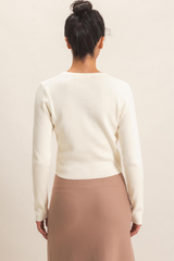 Antique White Charli Ribbed Cardigan Cardigan