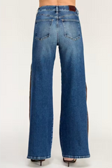 Dark Slate Gray Kai High Rise Wide Leg Cord Stripe | Baja Jeans